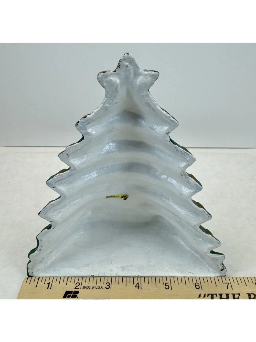 Vintage Lillian Vernon Christmas Tree Cast Iron Doorstop 7.5
